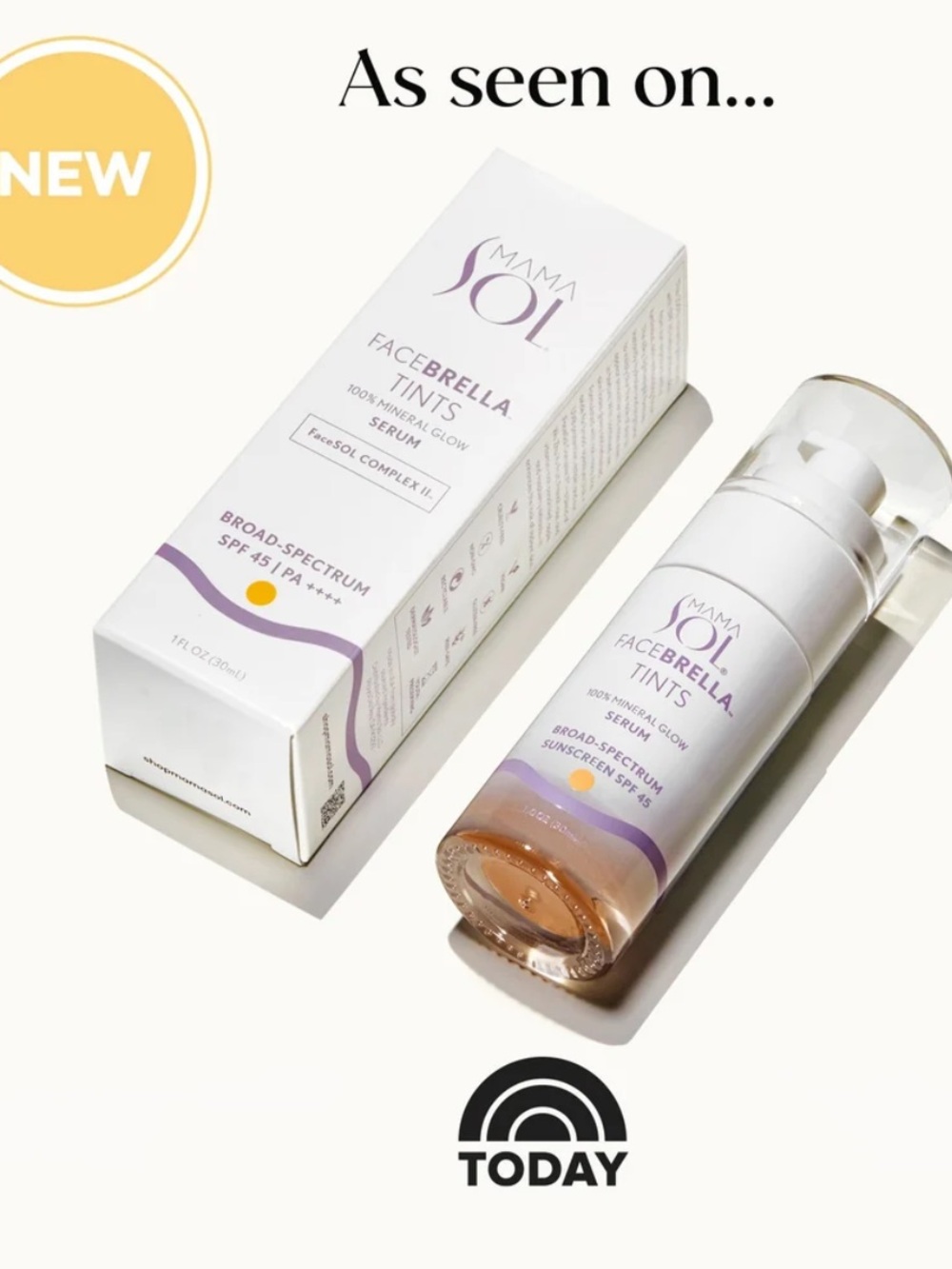 Facebrella tints mama Sol Mineral Glow Serum SPF 45 — Dark